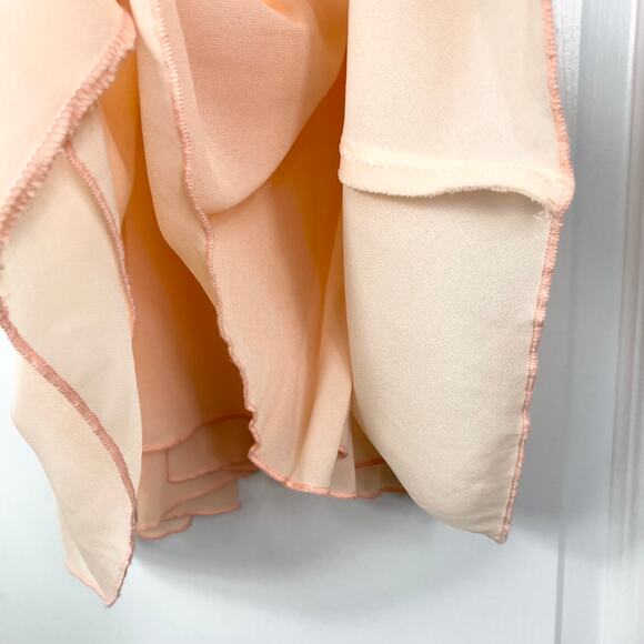 NWOT MINKPINK Top M Peach Sailor Collar Button Up Chiffon Sleeveless Lined Flowy - Picture 5 of 5